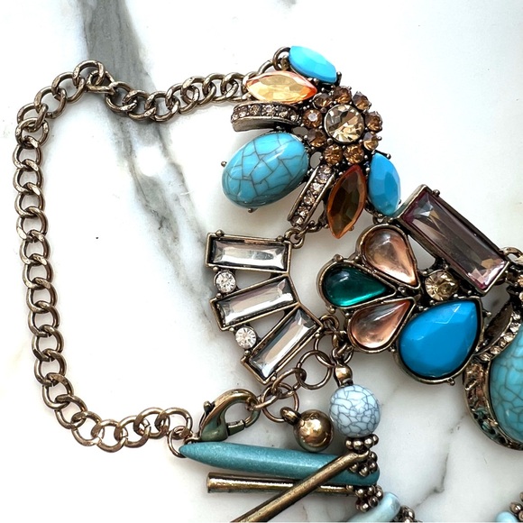 BOLD TURQUOISE STATEMENT COSTUME NECKLACE - Picture 7 of 9